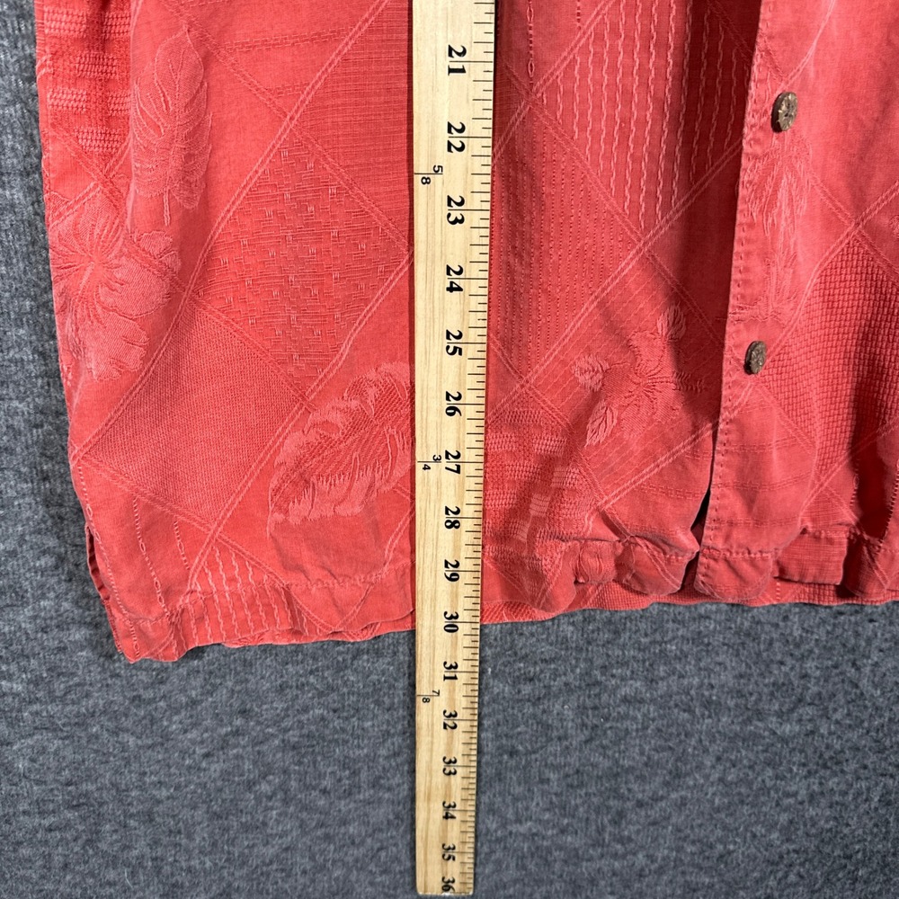 Tommy Bahama Hawaiian Shirt Men Large Coral 100% Silk Embroidered Tropical Aloha - Picture 4 of 7